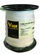 FUNE CORDA LENZA NYLON BIANCA mm. 3 MT. 150. *