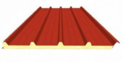 LAMIERA COIBENTATA 5 GRECHE PENTA SPES. 34-4/10  CM 3  ROSSO RAL 8004  €/MQ.